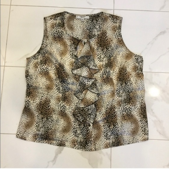 Cheetah Print Button Down Top With Ruffles - Picture 6 of 7